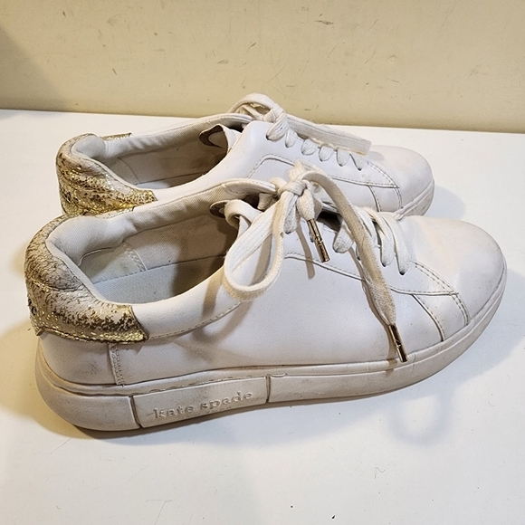 Kate Spade  ♠️ New York women's White Leather Casual lace-up Sneaker 9B - Picture 6 of 14